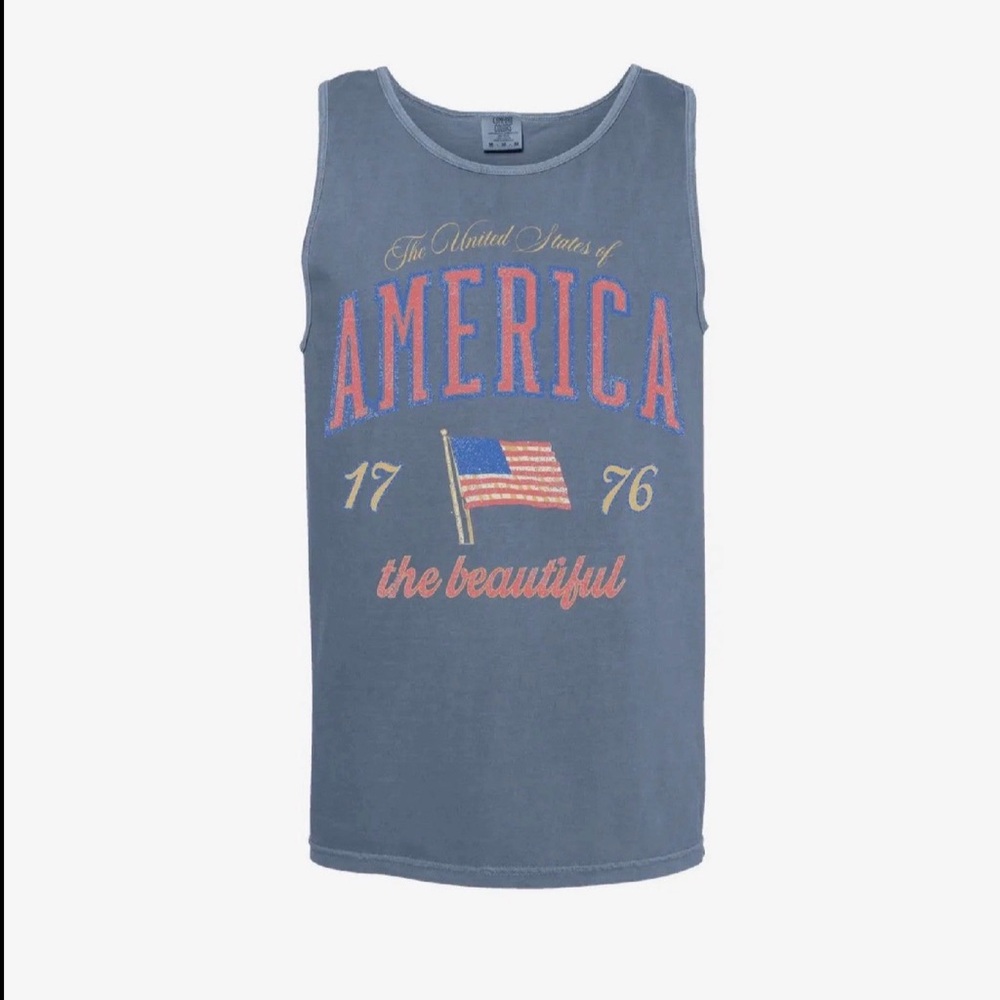 Comfort Colors Blue America Graphic Tank Top